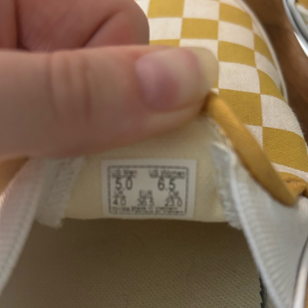 Vans Mustard and White Checkered Slip-Ons - Picture 2 of 3